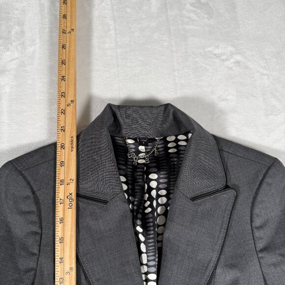Bebe Blazer Women Size 6 Gray Wool Blend One-Button Office Jacket Lined EUC - Picture 2 of 12